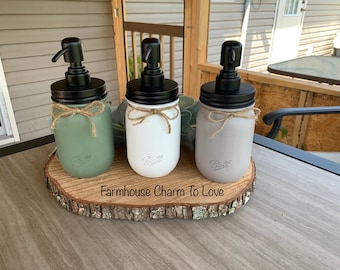 Mason jar soap dispenser, farmhouse bathroom decor, lotion dispenser, kitchen decor, farmhouse decor,mason jar decor