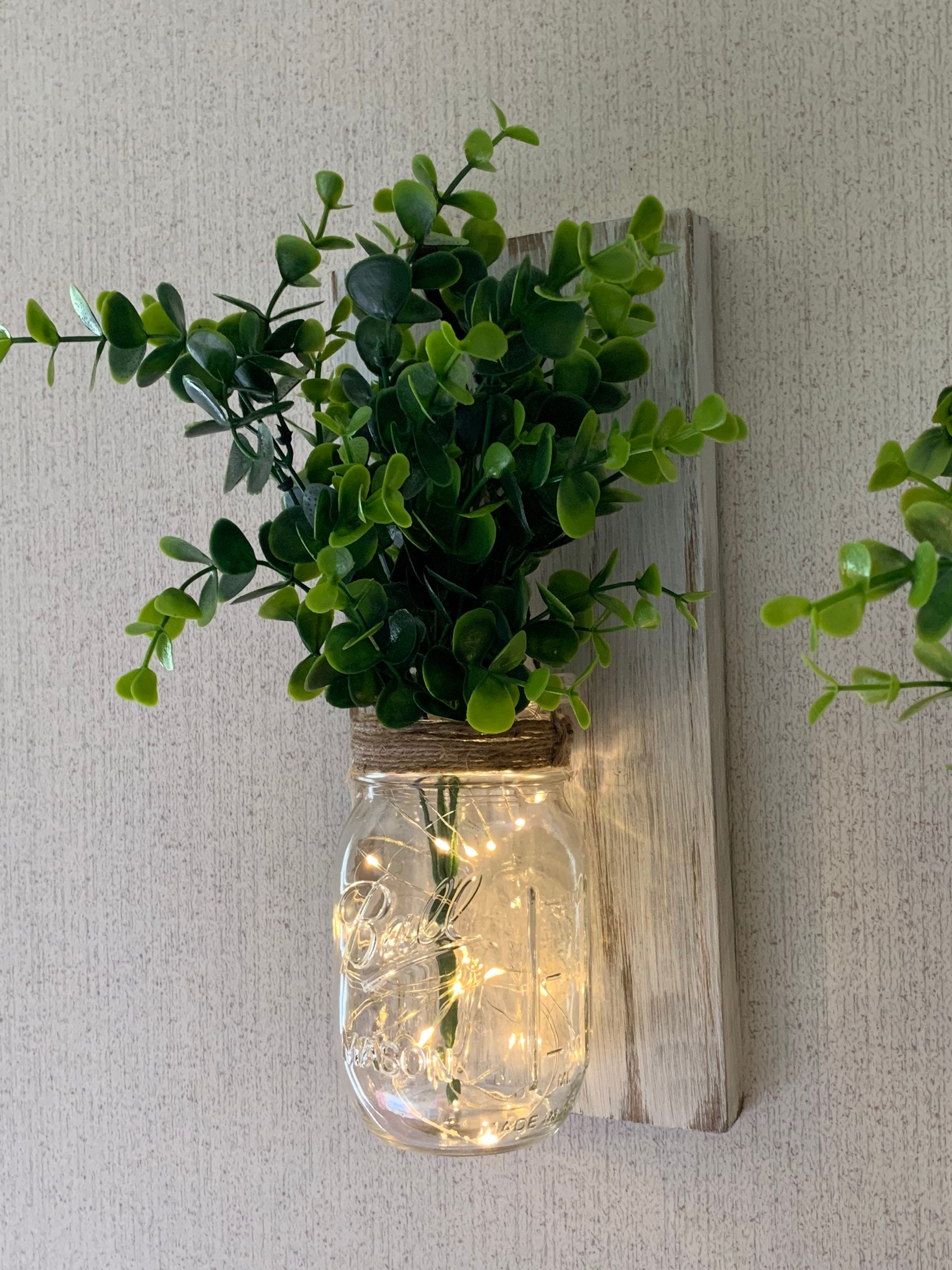 Mason Jar Wall Sconces With Lights Jars With Fairy Lights Etsy