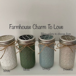 Quilted toothbrush holder,painted mason jars,farmhouse decor