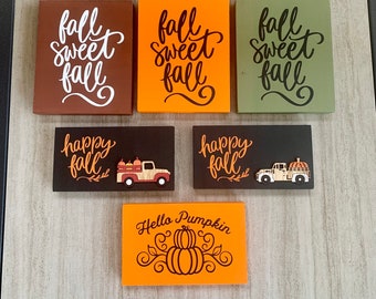 Fall tiered tray signs, mini signs, Fall tiered tray decor