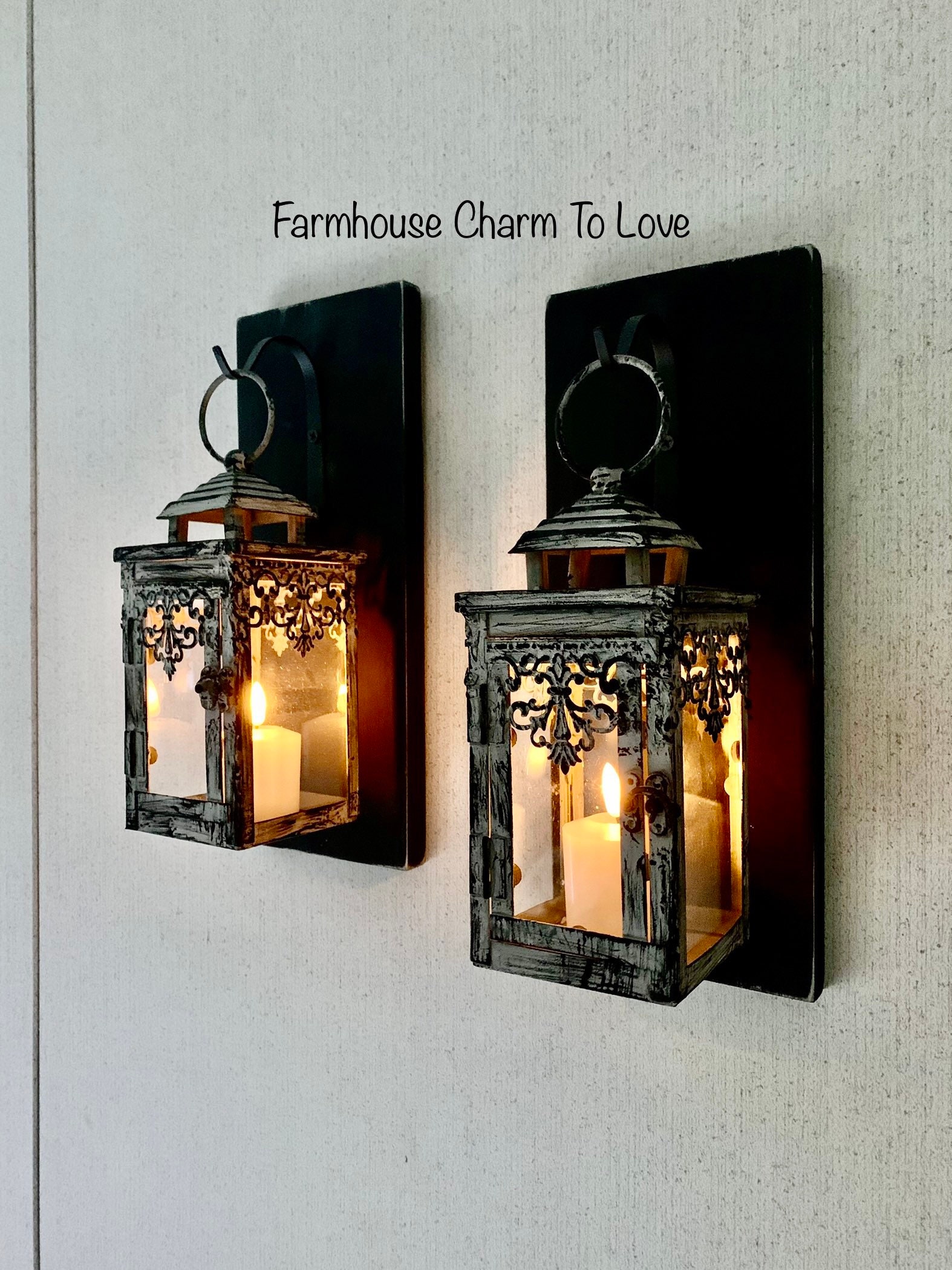 5 Vintage Style Decorative Fire Lantern, Flame Effect LED Lantern (Black)  Indoor Lanterns Decorative, Outdoor Hanging Lantern, Xmas Decorative