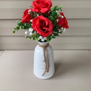 Valentine Day Arrangement, Valentine Centerpiece, Artificial Roses