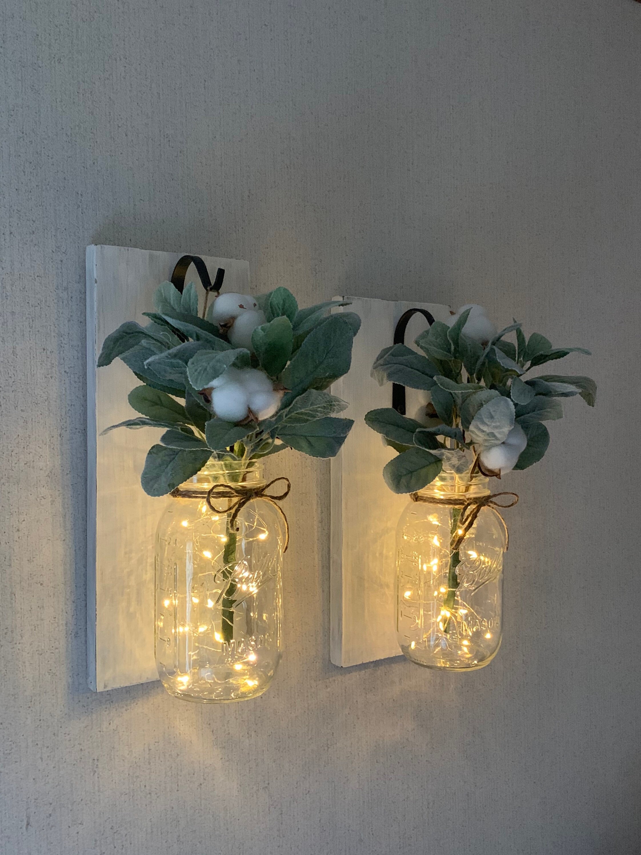 Wall Sconces With Fairy Lightsmason Jar Decorwall Etsy