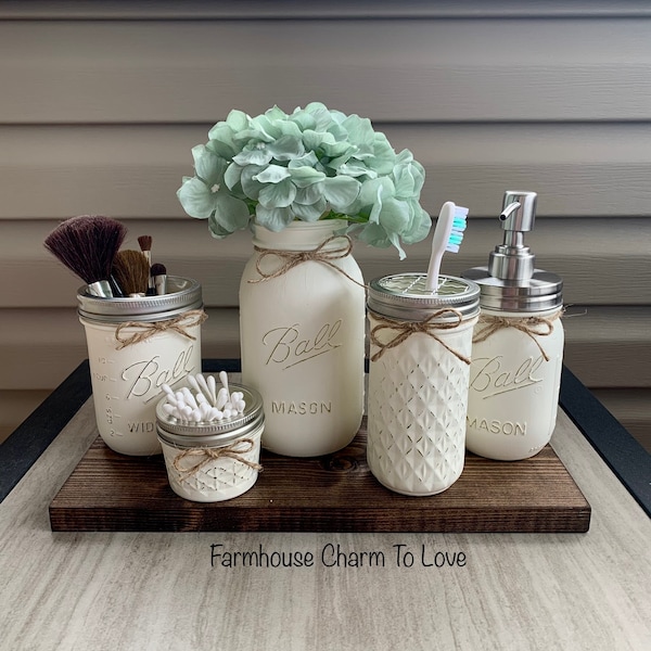 Mason Jar Bathroom Set Etsy