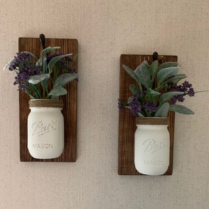 Set of 2 mason jar wall sconce,wall decor,farmhouse decor,mason jar decor,mason jar flower,farmhouse sconce