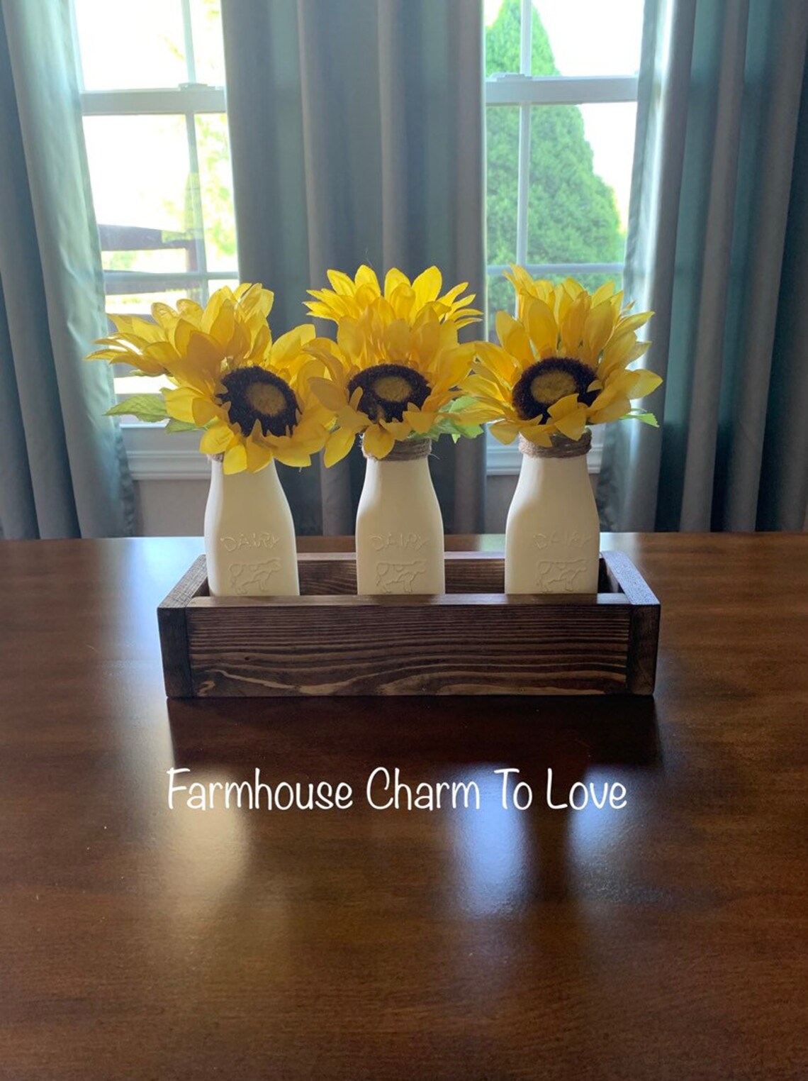 Milk Bottle Centerpiece With Sunflowersfarmhouse Decortable Etsy