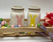 Easter Decor - Tiered Trays - Easter Bunny - Mason Jar - Easter Decor - Holiday - Hand painted