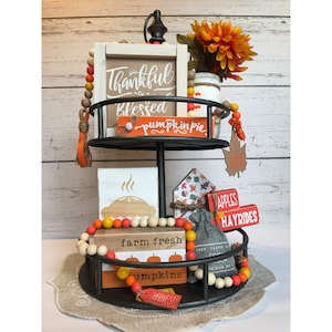 Thanksgiving Decor - Thanksgiving Tiered Tray - Tiered Tray - Fall - Harvest - Autumn Decor - Mini Tray Decor