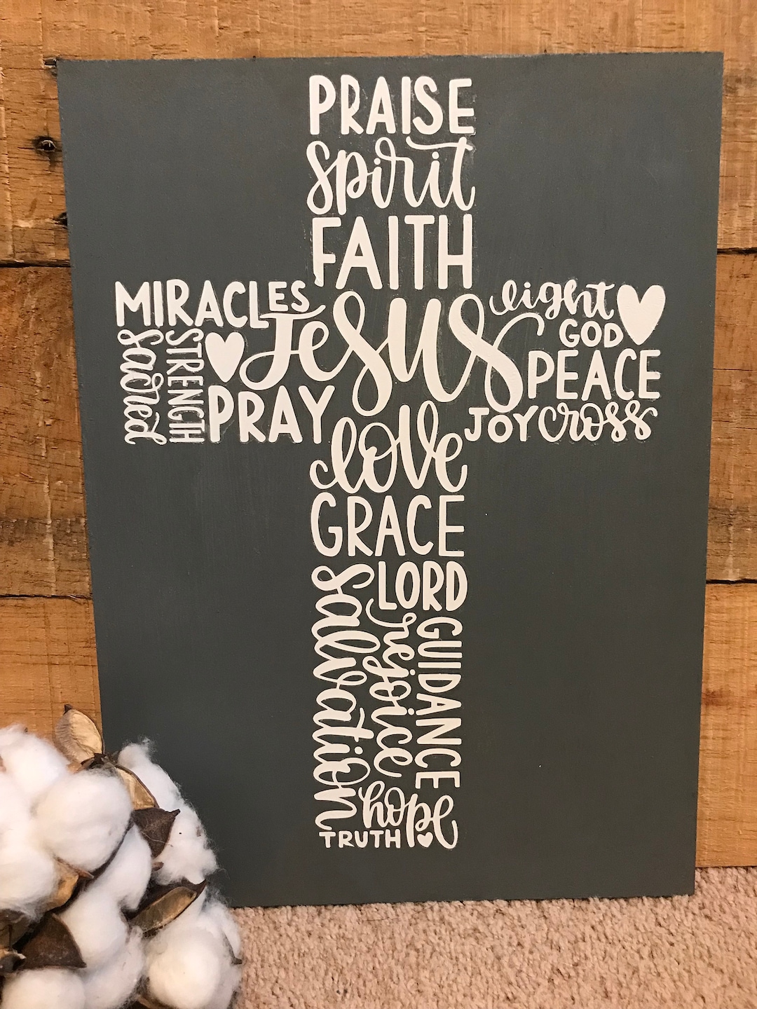 Handmade Christian Wood Cross Sign - Gray Religious Wall Decor - Etsy