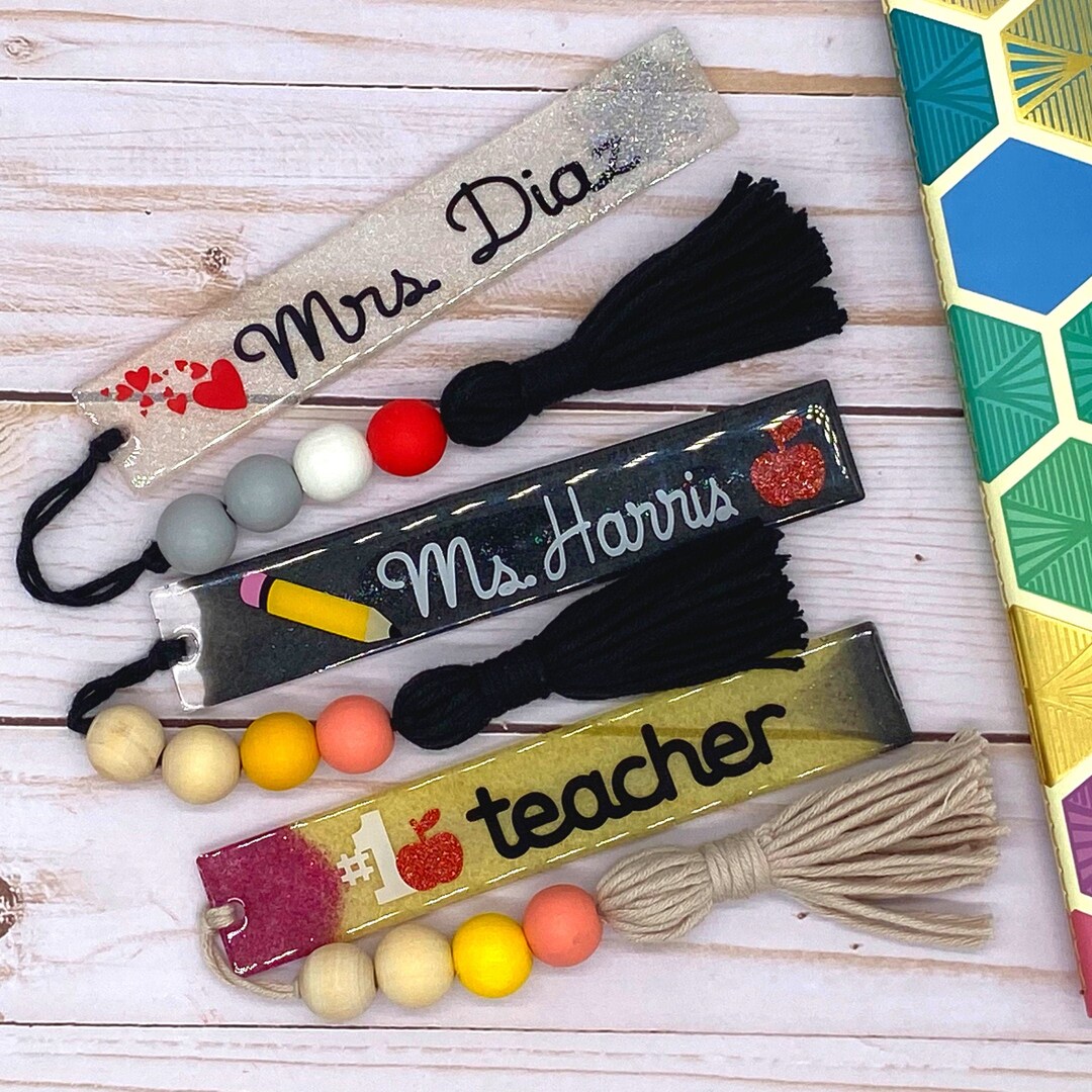 Personalized Teacher Bookmark – Handmade Resin Bookmark With Tassel - Etsy
