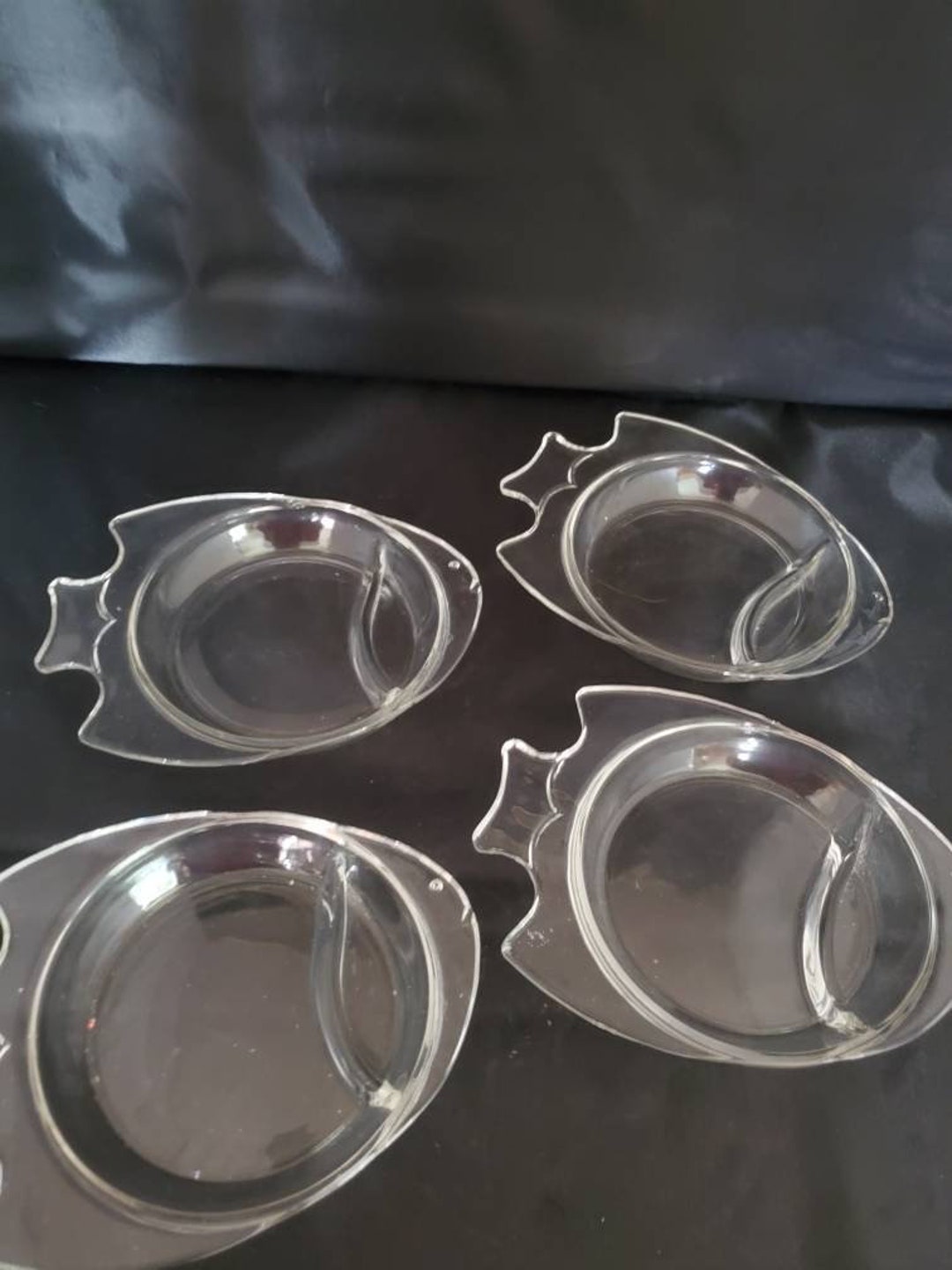 Vintage Clear Glass Fish Plates Set of 4 Appetizer Side Plates Etsy