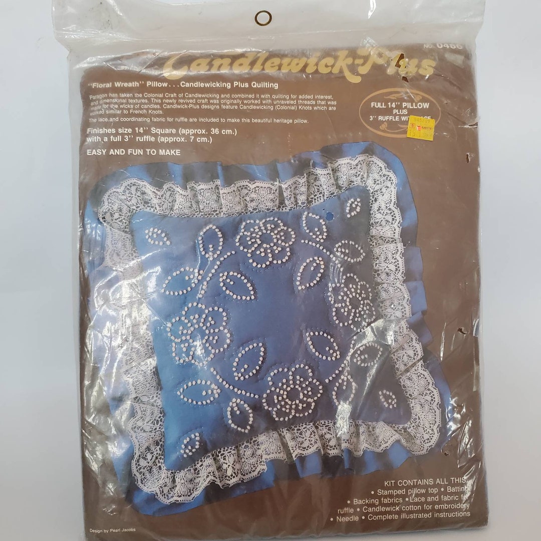 Vintage Paragon Candlewick Plus Quilt Pillow Sewing Kit Blue Etsy