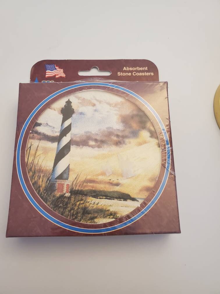 Posavasos de piedra del Faro Vintage Conjunto de 2 obras de | Etsy España