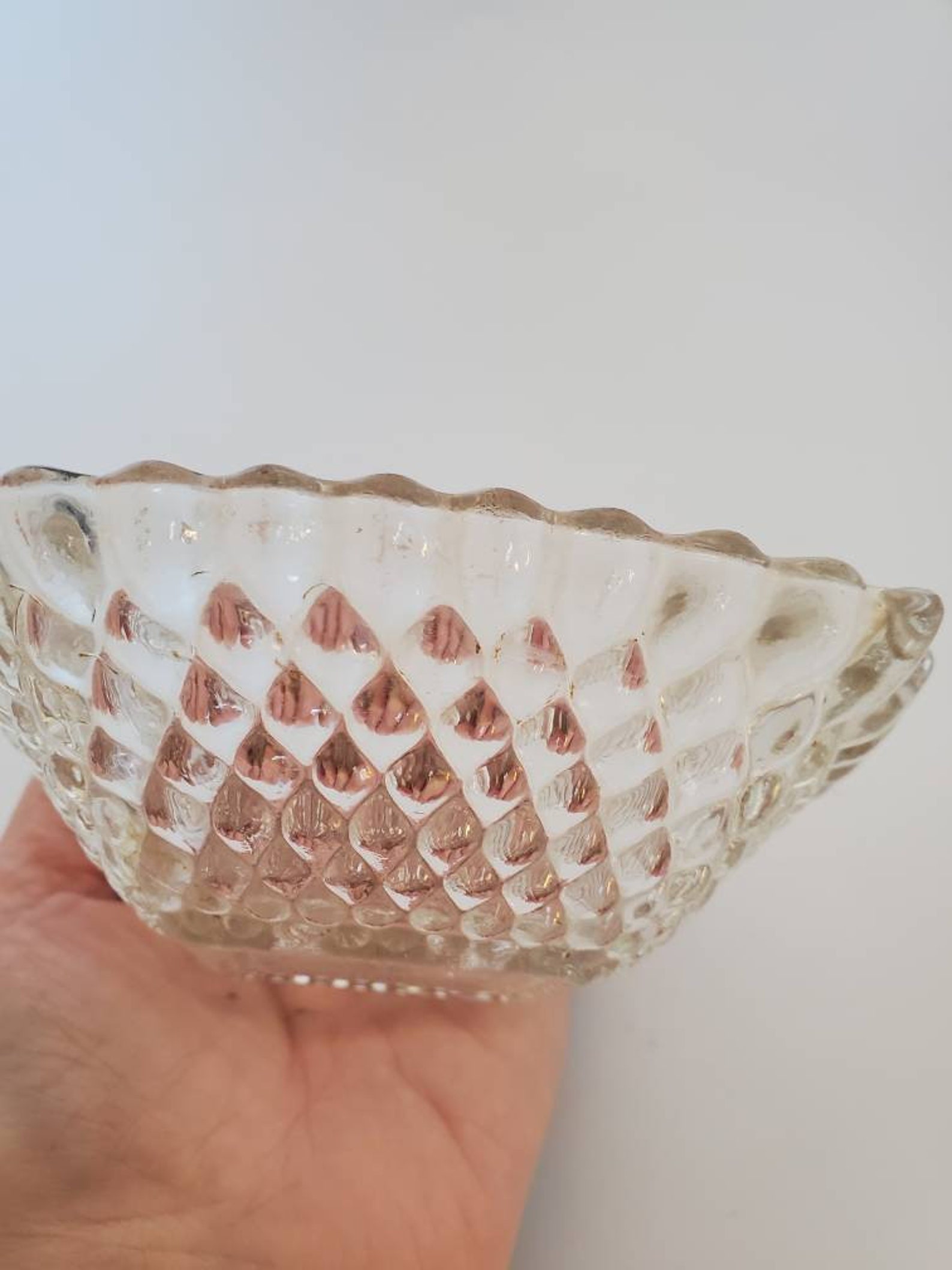 Vintage Clear Glass Square Ring Trinket Dish Simple but Etsy