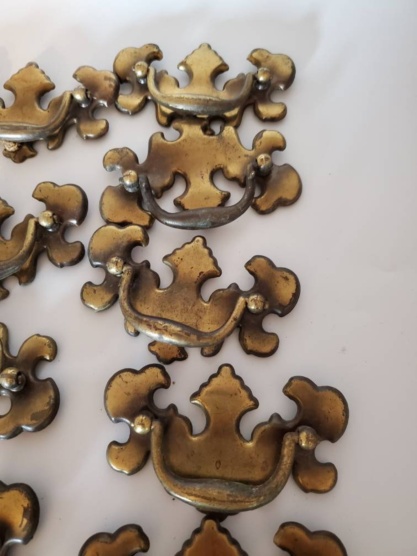 Vintage Brass Mid Century Modern Drawer Dresser Pulls Ornate Etsy