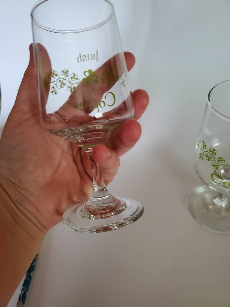 Vintage set of 2 stemmed wine or whiskey glasses clear Irish Etsy