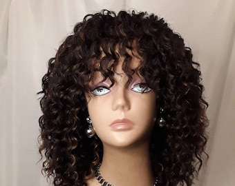 New Handmade Deep Twist Crochet Wig w/ BANGS Color #4/27