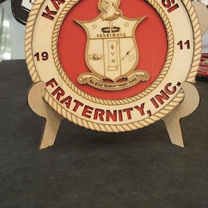 Kappa Alpha Psi Circle Seal | Wooden Fraternity Crest Display | Greek Shield Plaque | Divine Nine Gift | Custom Nupes Decor