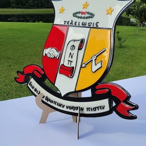 29" 3D Wooden Kappa Alpha Psi Coat Of Arms/ Shield