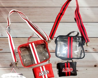 Delta Sigma Theta Clear Crossbody Stadium Bag with Adjustable Strap