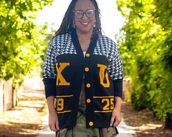 Xavier University of LA Houndstooth Black and Gold Cardigan