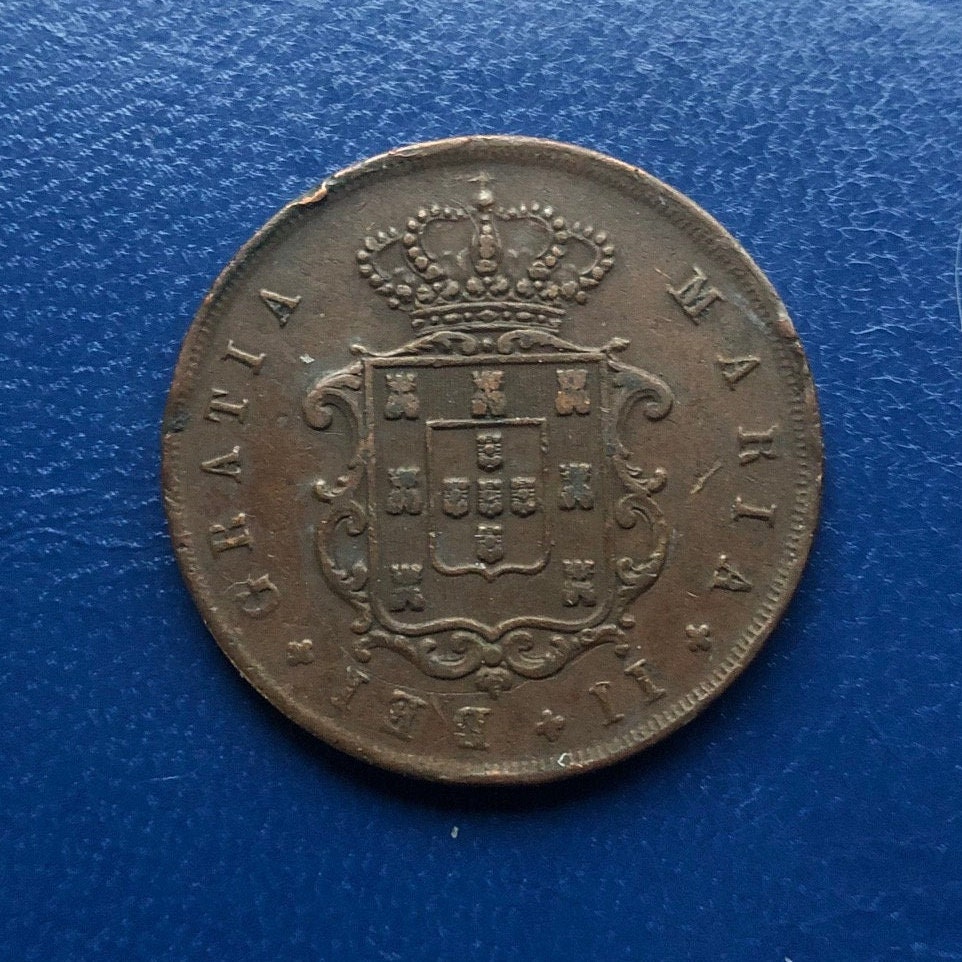 1842 Portugal 10 Ries Old Portuguese Coin Vintage Etsy