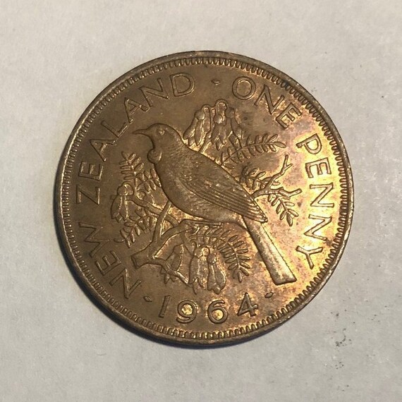 1964 New Zealand Penny Old New Zealand Coin Vintage Kiwi Etsy