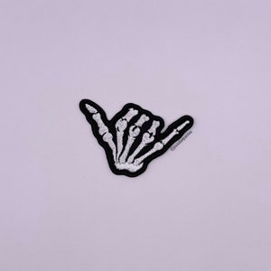 Skeleton hand sign patch iron on or sew on