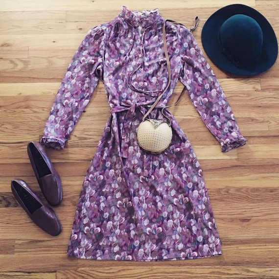 70s Lilac Feather Dress