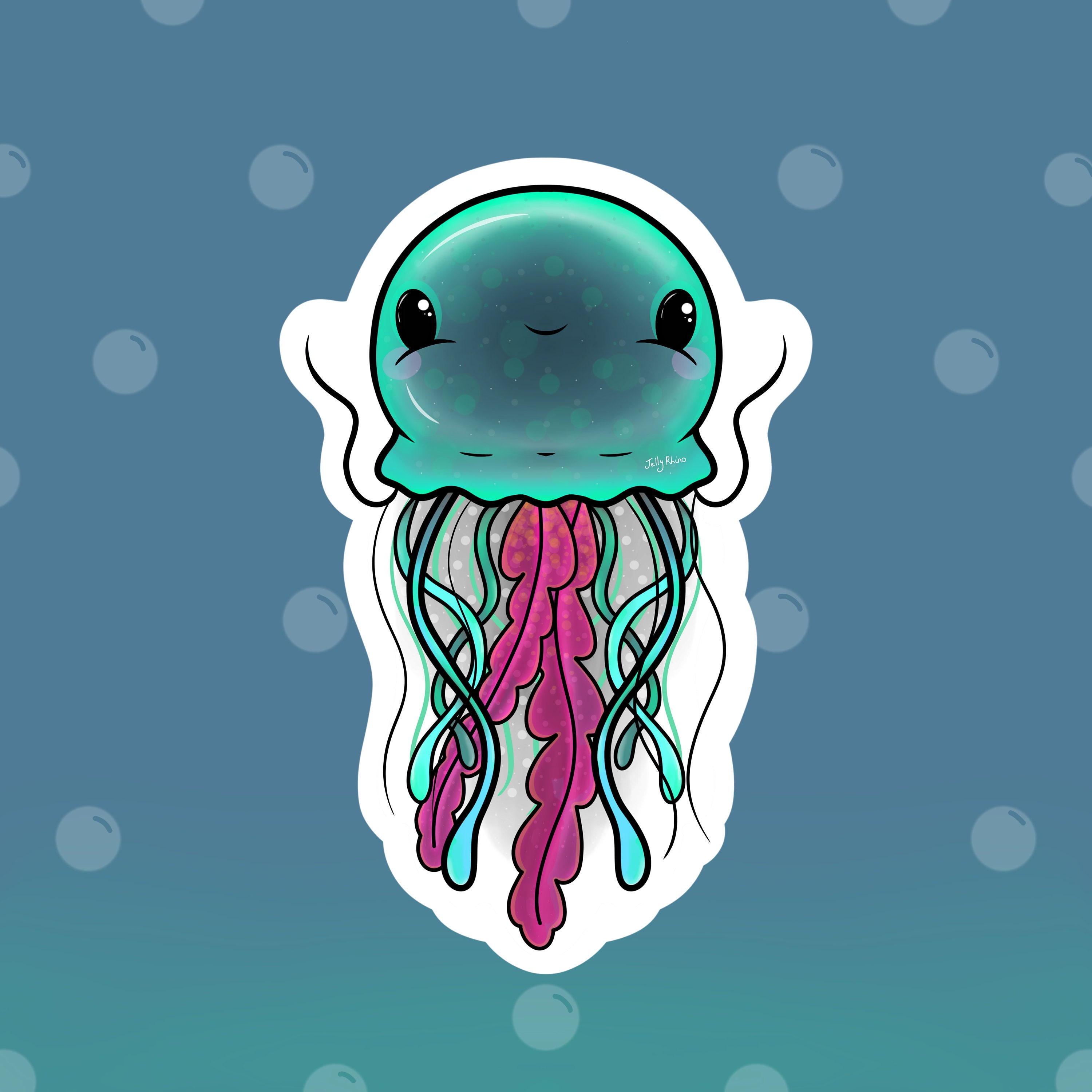 Cute jellyfish vinyl sticker or Etsy