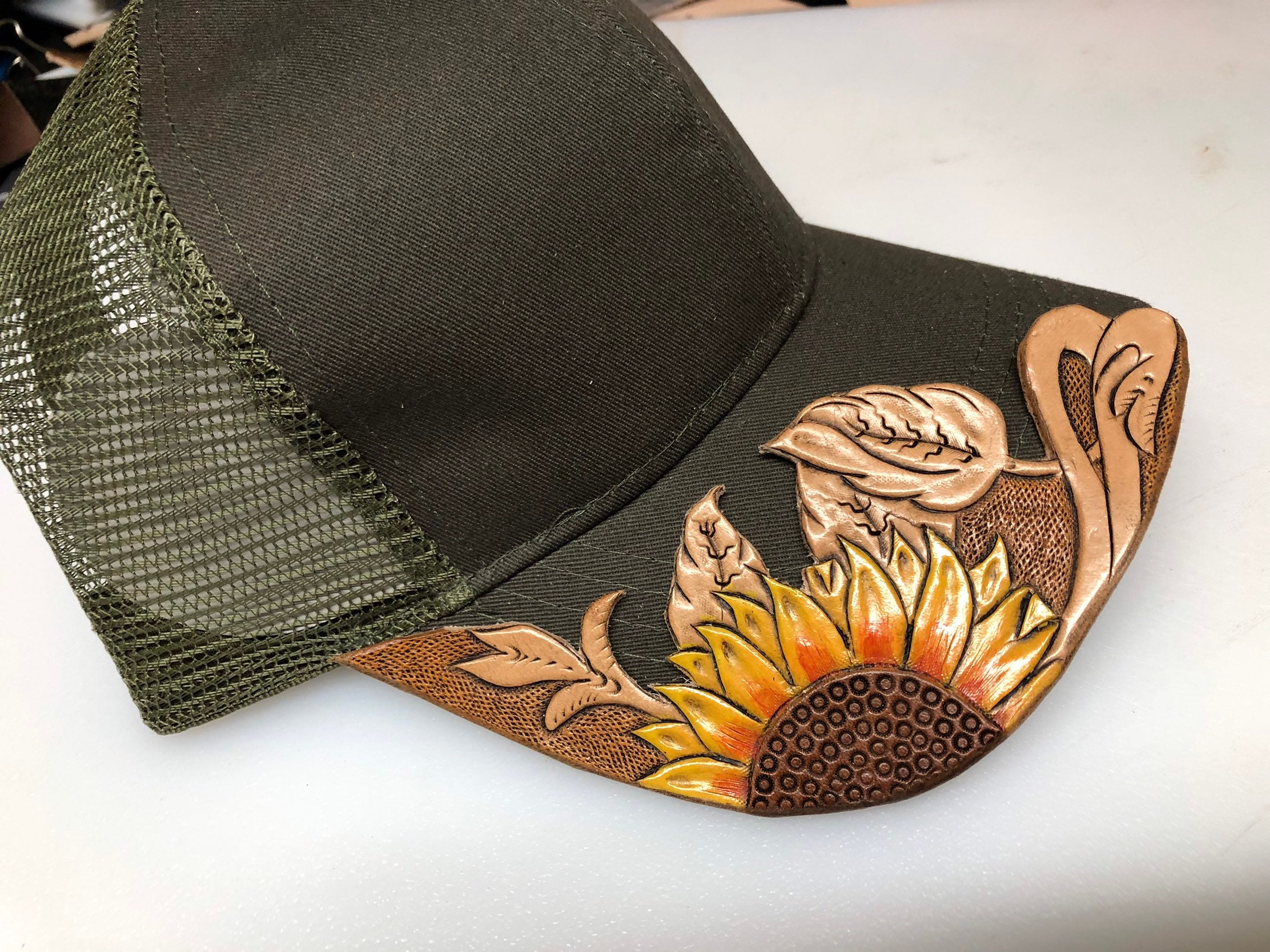 Leather bill hotsell baseball cap