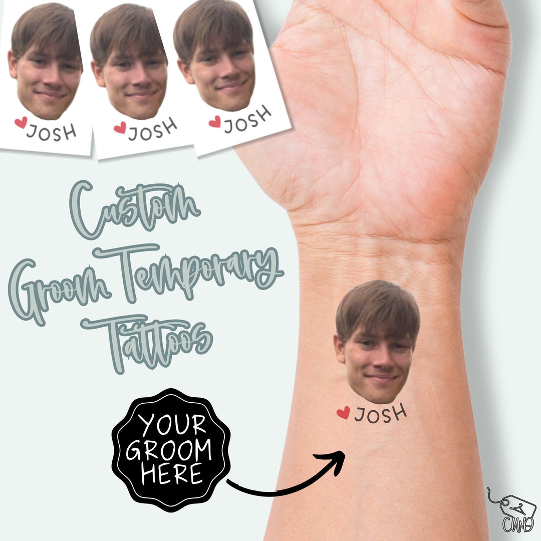 Custom Groom Temporary Tattoos, Custom Face, Bachelorette Party Idea Etsy
