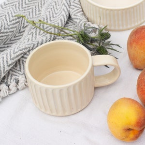 White Coffee Mug, Handmade Ceramic Mug, Pottery Cup, Modern Ceramics, Ceramic Coffee Cup, Coffee Lovers Gift, Handmade Gift image 4