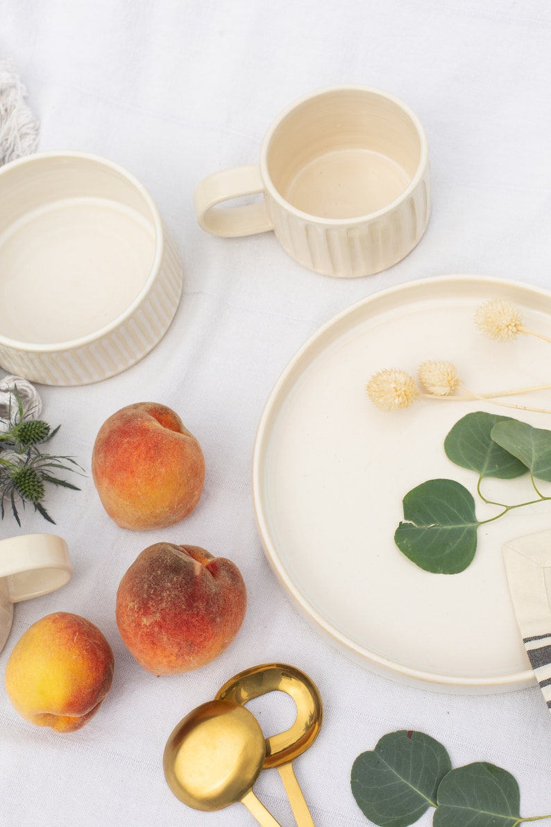 White Ceramic Dinner Plate, Tableware, Dinnerware, Handmade Ceramic Plate, Ceramic Plate, Modern Plate, Handmade Gift image 6