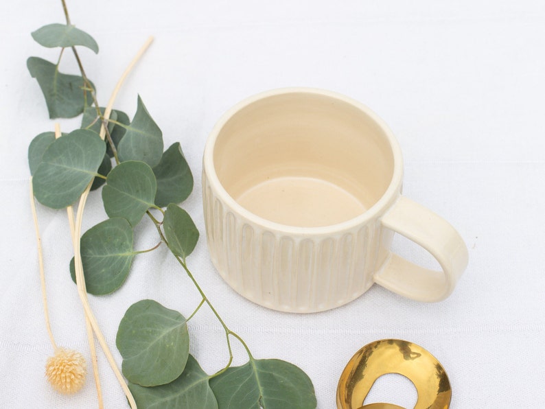 White Coffee Mug, Handmade Ceramic Mug, Pottery Cup, Modern Ceramics, Ceramic Coffee Cup, Coffee Lovers Gift, Handmade Gift image 5