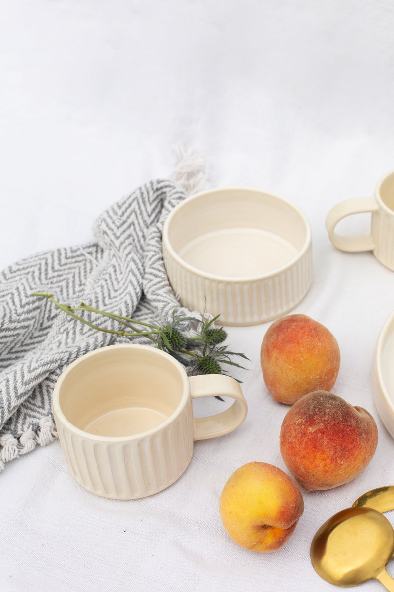 White Coffee Mug, Handmade Ceramic Mug, Pottery Cup, Modern Ceramics, Ceramic Coffee Cup, Coffee Lovers Gift, Handmade Gift image 4