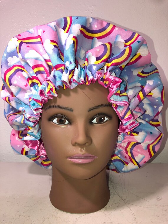 Rainbow Hair Bonnet For Kids Etsy