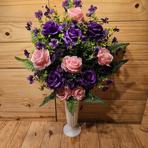 Cemetery flowers - cemetary flowers - cemetery cone- valentine&#39;s day cemetery flowers - flowers for grave - wildflower vase - spring flowers