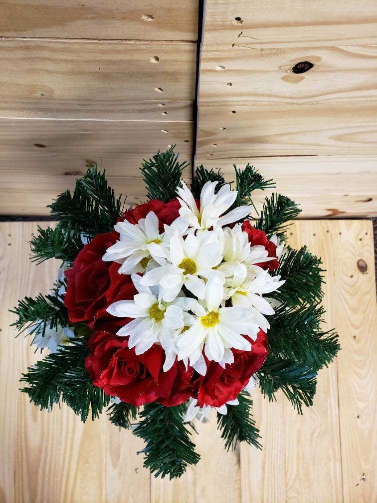Cemetery flowers Christmas cemetery flowers Christmas Etsy