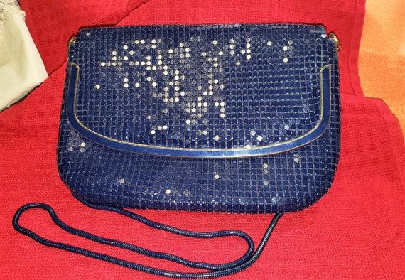 1970s Navy Sequined With Navy Enamel Framed Foldo… - image 1