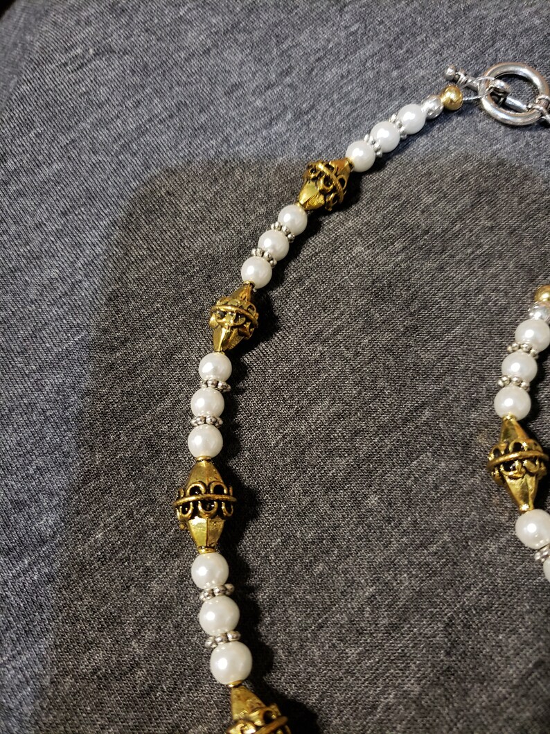 Turquoise and Mustard Howlight and Glass Bead Stations Necklace and Bracelet Set