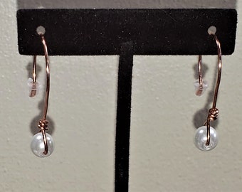 A Simple Pearl Copper Hoops