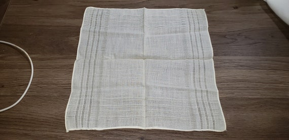 Vintage Hand Woven Linen Ladies Handkerchief - image 5