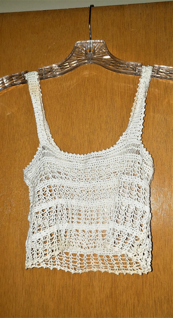 Vintage Hand Crochet Baby Dress Overlay