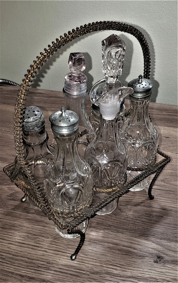 Vintage Victorian Condiment Set With Wire Caddy - Etsy Hong Kong