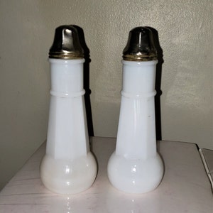 Vintage Milk Glass Salt and Pepper Shaker Set