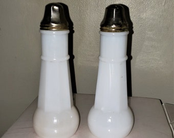 Vintage Milk Glass Salt and Pepper Shaker Set