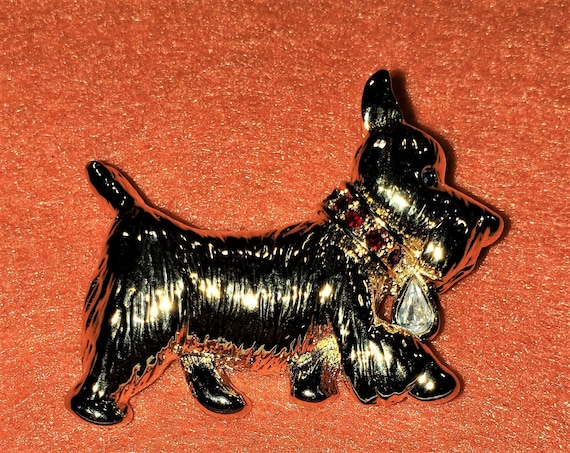 Napier Signed Scotty Dog Brooch - 1960s