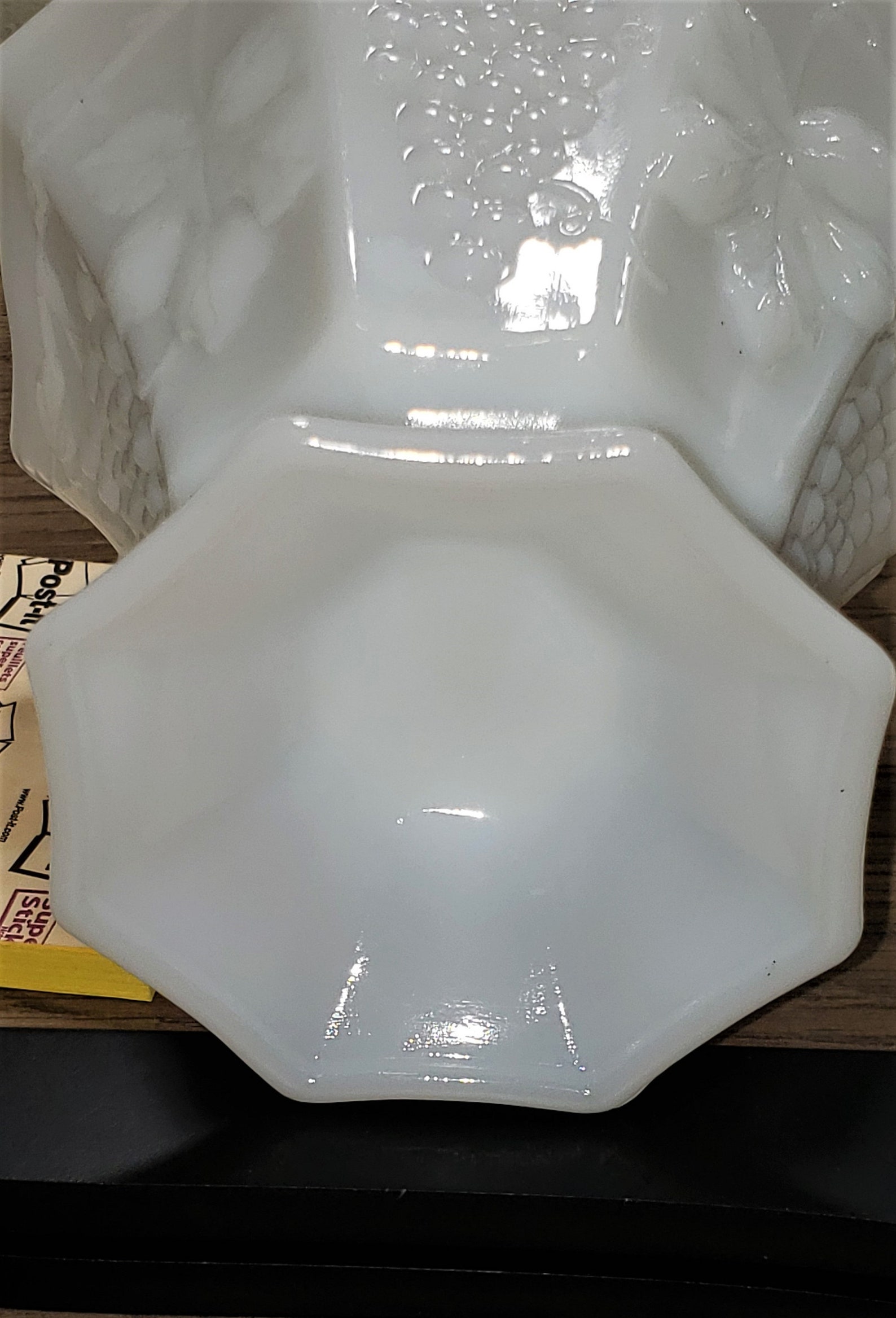 Vintage Milk Glass Grape Pattern Candy Dish Etsy