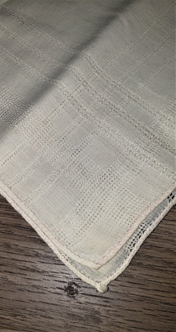 Vintage Hand Woven Linen Ladies Handkerchief - image 3